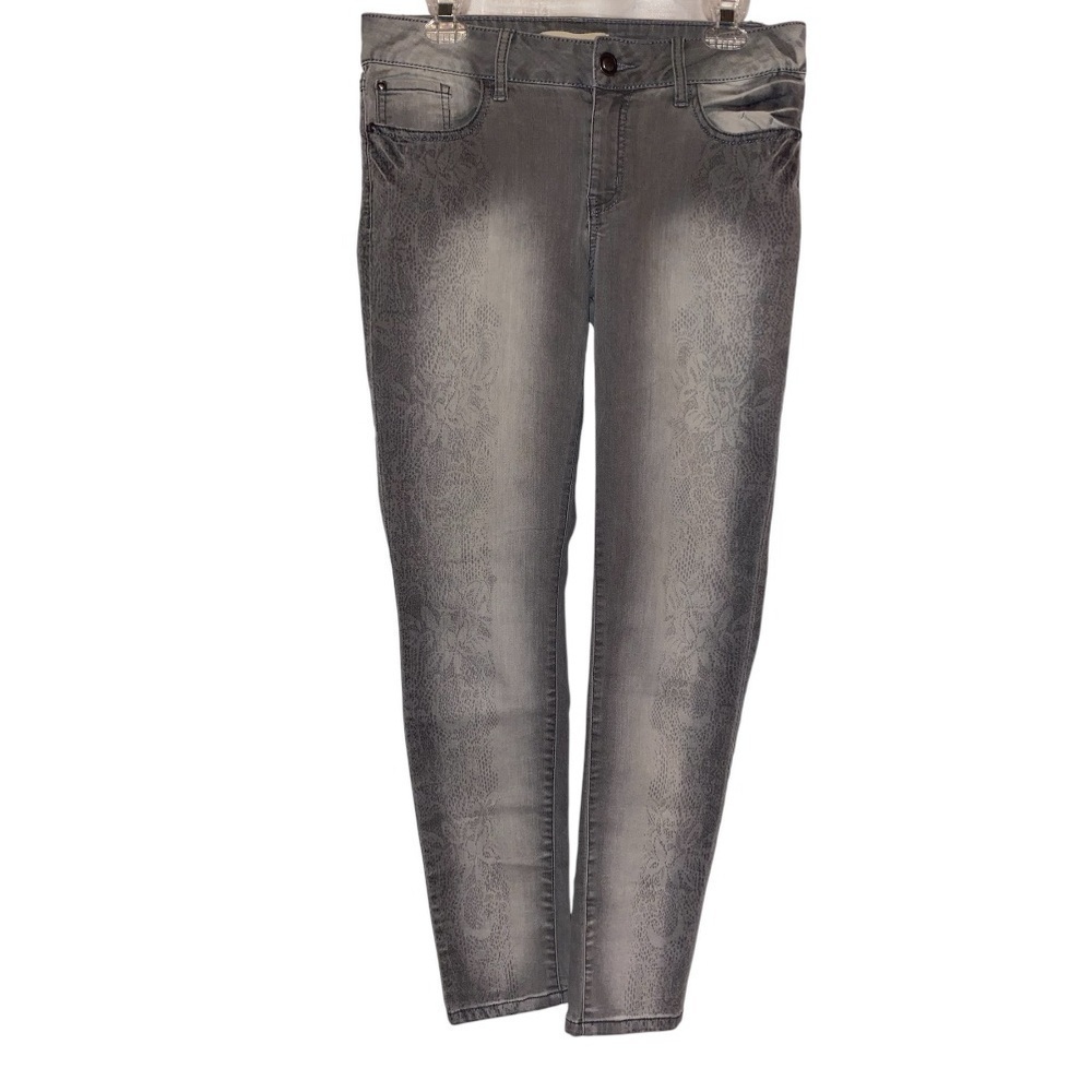 BRINA & EM Skinny Jeans Floral Pattern Gray on Gray Floral in Size  10